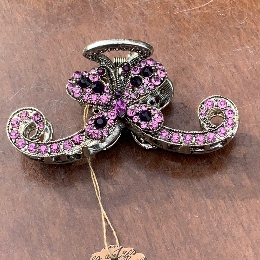 PINK & PURPLE RHINESTONE HAIR CLIP